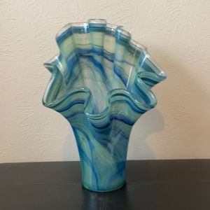 Vase.. Blue swirl, glass